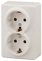 Розетка с заземлением накладная Эра Эксперт 2-м. слоновая кость картинка